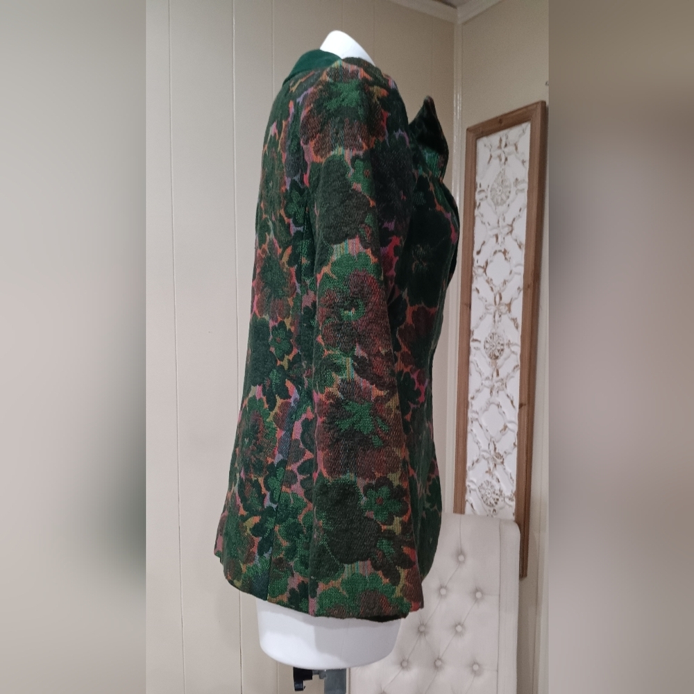 Sophisticated Vintage Floral Women's Blazer By SABA Rare Find Jewel Tones 💚 - Picture 6 of 14